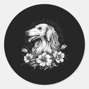 Adesivo Redondo Estilo de Tatuagem por Sobrecarga do Cão Borzoi Re