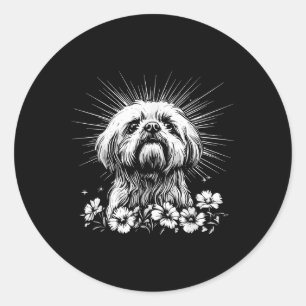 Adesivo Redondo Estilo de Tatuagem por Sobrecarga do Cão Shu Tzu R