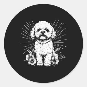 Adesivo Redondo Estilo de Tatuagem Retroativa Bichon Frise Cog Lov