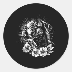Adesivo Redondo Estilo de Tatuagem Retroativa Boxer Cachorro