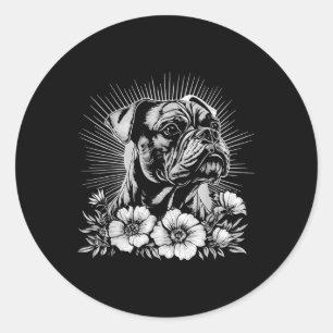 Adesivo Redondo Estilo de Tatuagem Retroativa Cachorro Boxer Lover