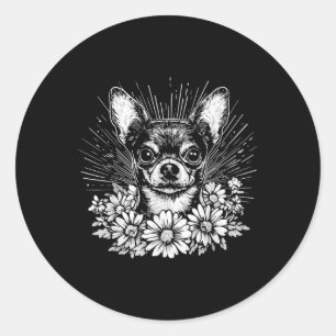 Adesivo Redondo Estilo de Tatuagem Retroativa Chihuahua Cão