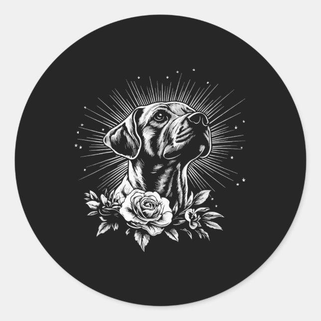 Adesivo Redondo Estilo de Tatuagem Retroativa Labrador Cão de Retr (Frente)
