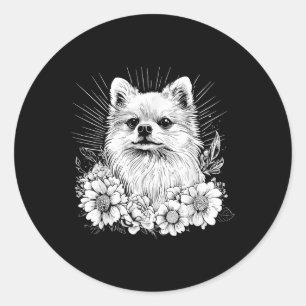 Adesivo Redondo Estilo de Tatuagem Retroativa Pomerânia Cão Lover