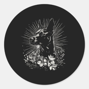 Adesivo Redondo Estilo de Tatuagem Sobrevoando o Cão Retroativo Be