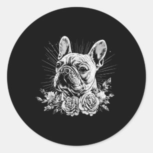 Adesivo Redondo Estilo de Tatuagem Sobrevoar o Buldogue Francês Re