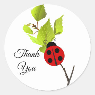 Adesivo Redondo Estilo de Verão Ladybug Obrigado Sticker