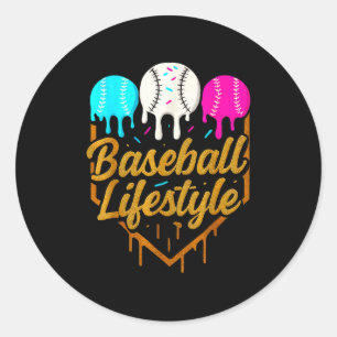Adesivo Redondo Estilo de vida de beisebol, Sorvete de gotejamento