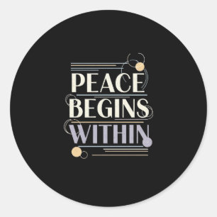 Adesivo Redondo Estilo de Vida de Mindfulness Calmo Começa a Paz I