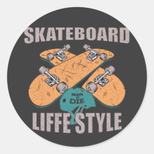 Adesivo Redondo estilo de vida de skate retro skateboarding