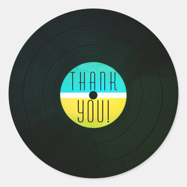 Adesivo Redondo Estilo de vinil da placa de disco musical (Frente)