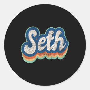 Adesivo Redondo Estilo de Vintage do Seth First Name Boy 70s 80s P