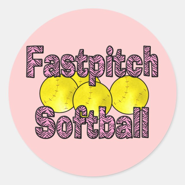 Adesivo Redondo Estilo de Zebra Softball Fastpitball (Frente)