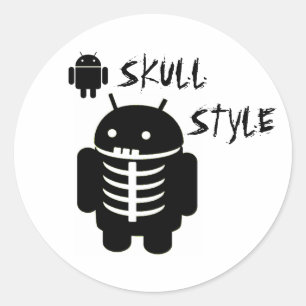 Adesivo Redondo ESTILO do CRÂNIO do Android