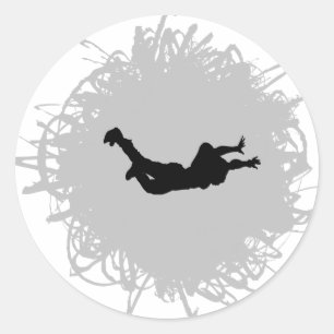 Adesivo Redondo Estilo do Scribble de Skydiving