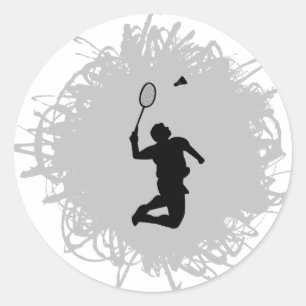 Adesivo Redondo Estilo do Scribble do Badminton