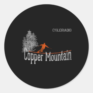Adesivo Redondo Estilo dos Anos 80 Copper Mountain Colorado Esqui