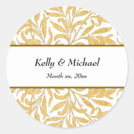 Adesivo Redondo Estilo Elegante Dourado e Preto Arredondado Clássi