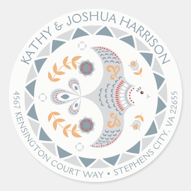 Adesivo Redondo Estilo escandinavo Porta e Flores Endereço de Devo (Frente)