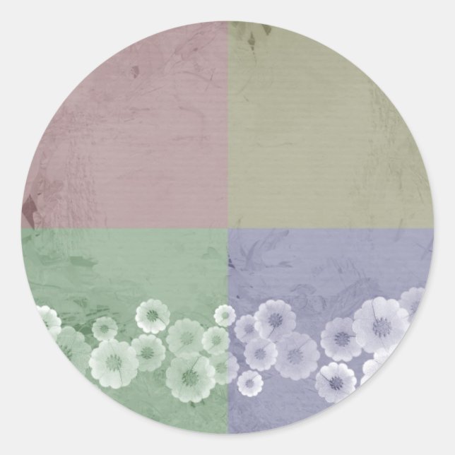 Adesivo Redondo Estilo Feng Shui com Flores (Frente)