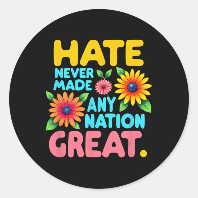 Adesivo Redondo Estilo Floral Boho Odio Nunca Fez Nenhum Excelente (Frente)