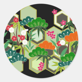 Adesivo Redondo Estilo Japonês do Dia do ano novo