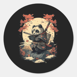 Adesivo Redondo Estilo japonês Samurai Anime Panda