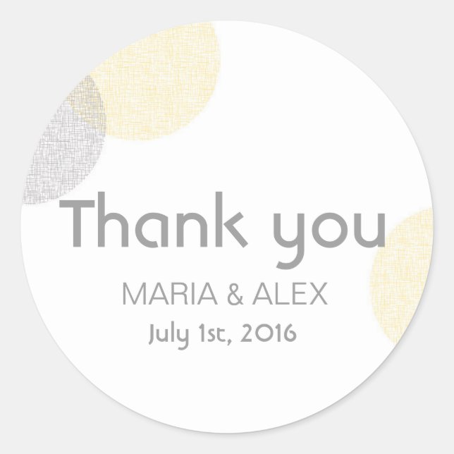 Adesivo Redondo Estilo Letterpress Moderno Vinheta de casamento do (Frente)