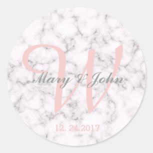 Adesivo Redondo Estilo Marble Elegante - Noiva e noiva de Casament