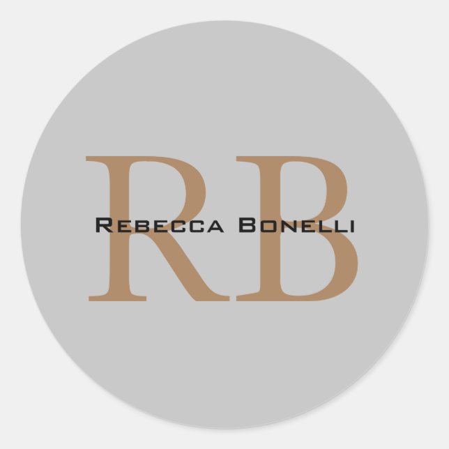 Adesivo Redondo Estilo Moderno Monograma Minimalista Simples Adici (Frente)