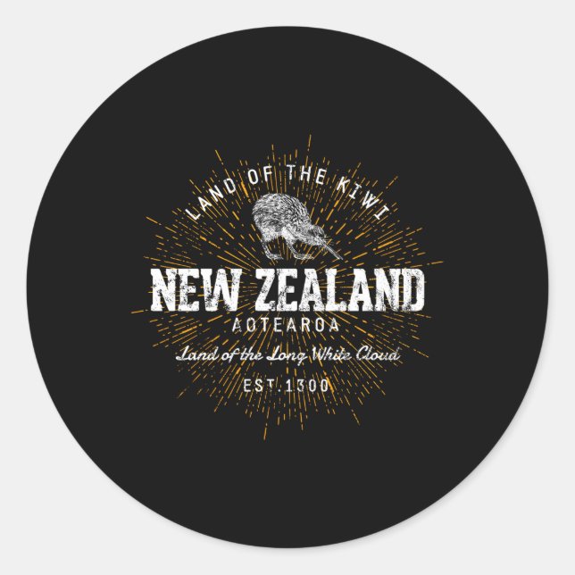 Adesivo Redondo Estilo Nova Zelândia (Frente)