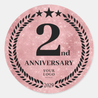 Adesivo Redondo Estilo rosa-claro segundo Aniversário de negócios
