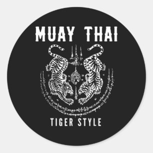 Adesivo Redondo Estilo Tigar Muay Thai Treinamento de Kickboxing V