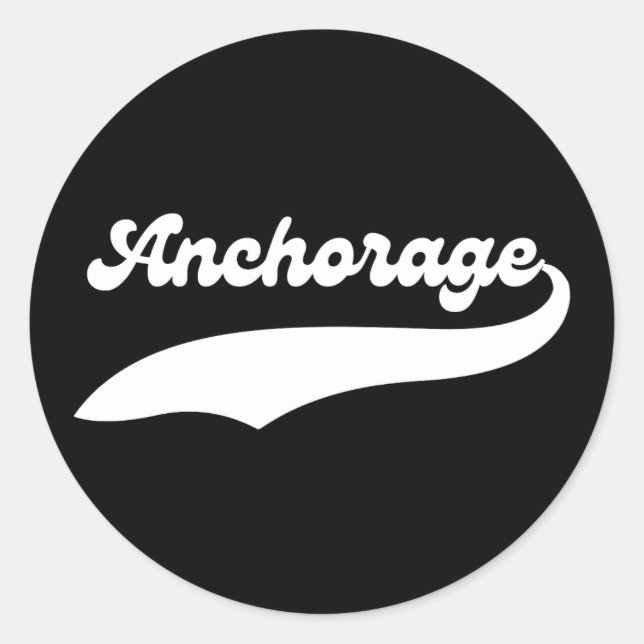 Adesivo Redondo Estilo Universitário Anchorage City Alaska AK (Frente)