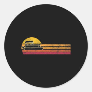 Adesivo Redondo Estilo Vintage Boat Silhouette Retro Boatat