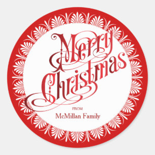 Adesivo Redondo Estilo Vintage - Natal Vermelho