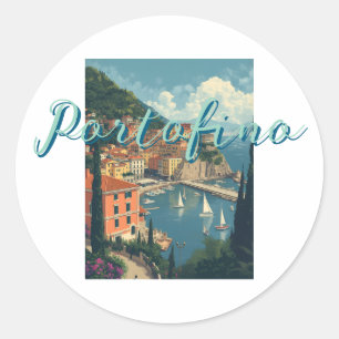 Adesivo Redondo Estilo Vintage Portofino Genova Itália
