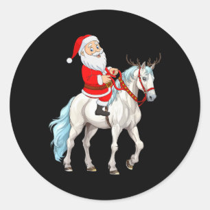 Adesivo Redondo Estilo Xmas Reindeer Papais noeis Andando Cavalo n