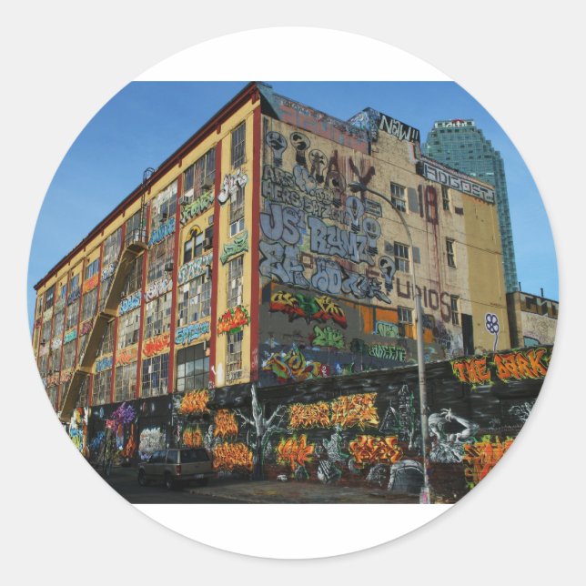 Adesivo Redondo estilos de enjoo do grafite nyc (Frente)
