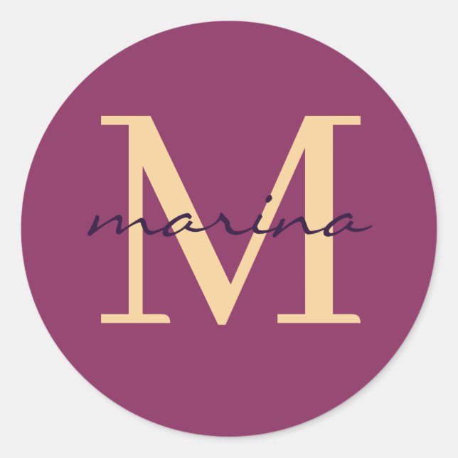 Adesivo Redondo Estilos e monogramas personalizados (Frente)