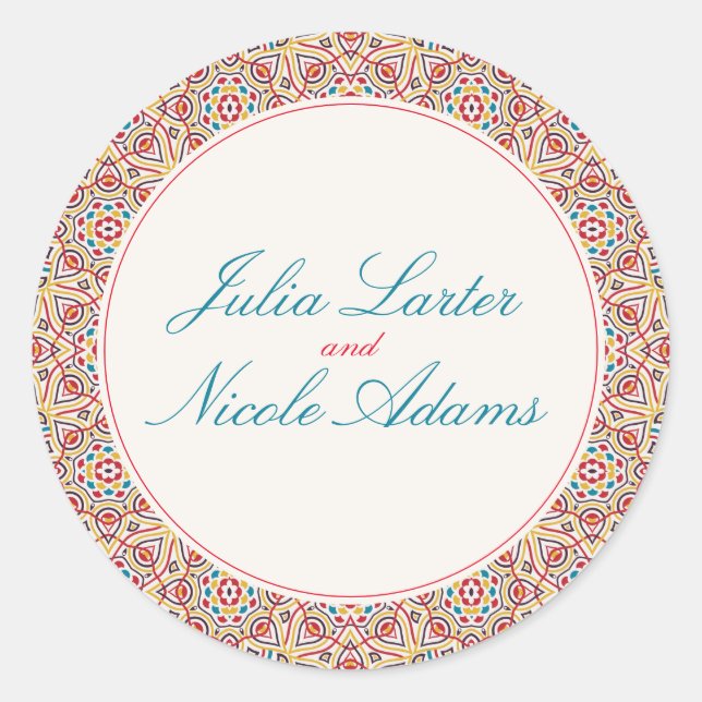 Adesivo Redondo Estilos Geométricos Estilhará Casamento Metálico d (Frente)