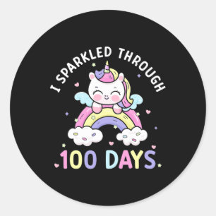 Adesivo Redondo Estimuladas por 100 dias Meninas Unicorn 100 dias