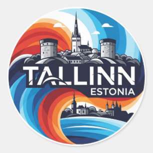 Adesivo Redondo Estônia Tallinn Viagem