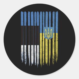 Adesivo Redondo Estônia Ucrânia Estoniano Ucraniano Bandeira