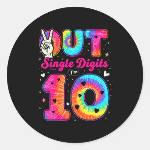 Adesivo Redondo Estou 10 Dígitos Tie Dye Paz Fora Dígitos Únicos N