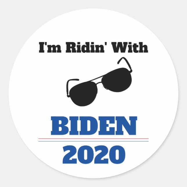 Adesivo Redondo Estou a Ridin com o Biden em 2020 (Frente)