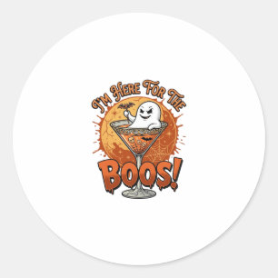 Adesivo Redondo Estou Aqui Boos Halloween Fantasma Bebida Teia de