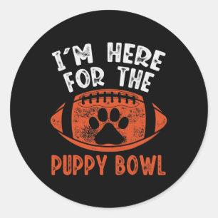 Adesivo Redondo Estou Aqui Pelo Puppy Bowl - Camiseta Uni-adultos