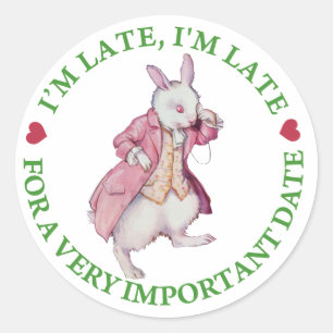 Adesivo Redondo Estou atrasado, atrasado, para um encontro muito i