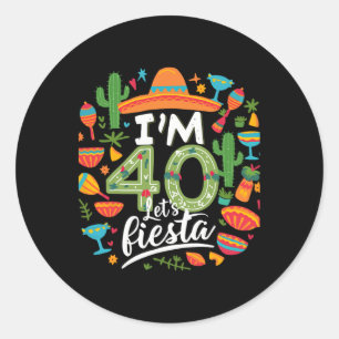 Adesivo Redondo Estou com 40 Vamos Festejar 40 Anos de Aniversário